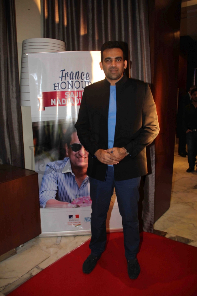 Indian Cricketer Zaheer Khan during an event where bollywood filmmaker Sajid Nadiadwala was conferred with an insignia of 'Chevalier des Arts et des Lettres' by Alexandre Ziegler, The Ambassador of France in Mumbai, India on September 21, 2016. (Utsav Devdutta/SOLARIS IMAGES)