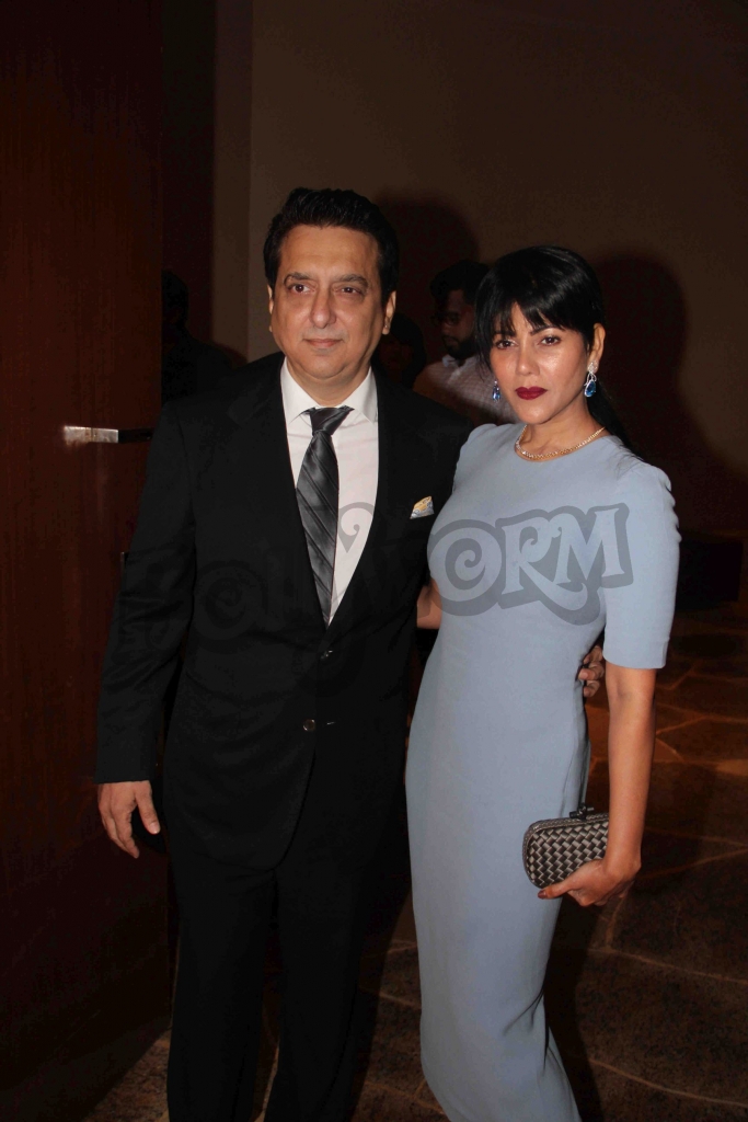 Bollywood filmmaker Sajid Nadiadwala along with his wife Wardha Nadiadwala during an event where bollywood filmmaker Sajid Nadiadwala was conferred with an insignia of 'Chevalier des Arts et des Lettres' by Alexandre Ziegler, The Ambassador of France in Mumbai, India on September 21, 2016. (Utsav Devdutta/SOLARIS IMAGES)