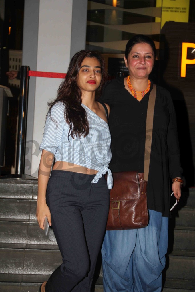 Bollywood actor Radhika Apte and filmmaker Leena Yadav during the screening of film Parched in Mumbai, India on September 24, 2016. tsav Devdutta/SOLARIS IMAGES)